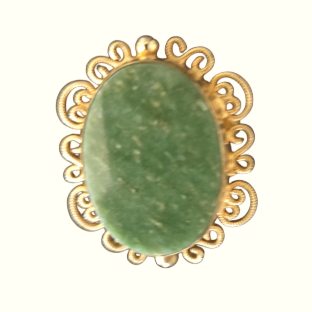 Vtg Burt Cassell jade brooch